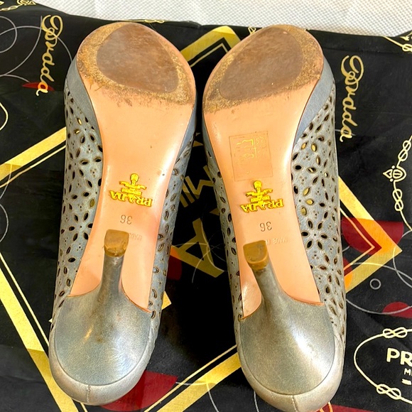 Prada Peep Toes 3” Heels Size EU 36=US 6 - Picture 7 of 10